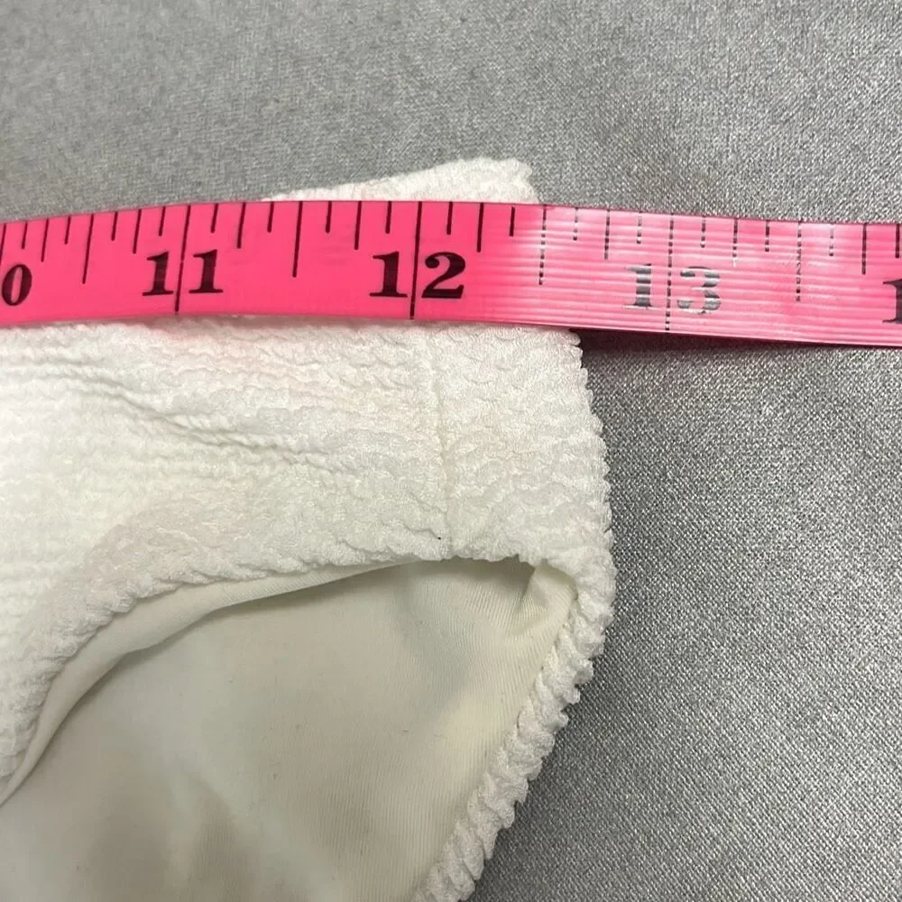 Skin Organics Size XS‎ Bikini Bottoms White Textured Hi Cut Style Swimwear NWT